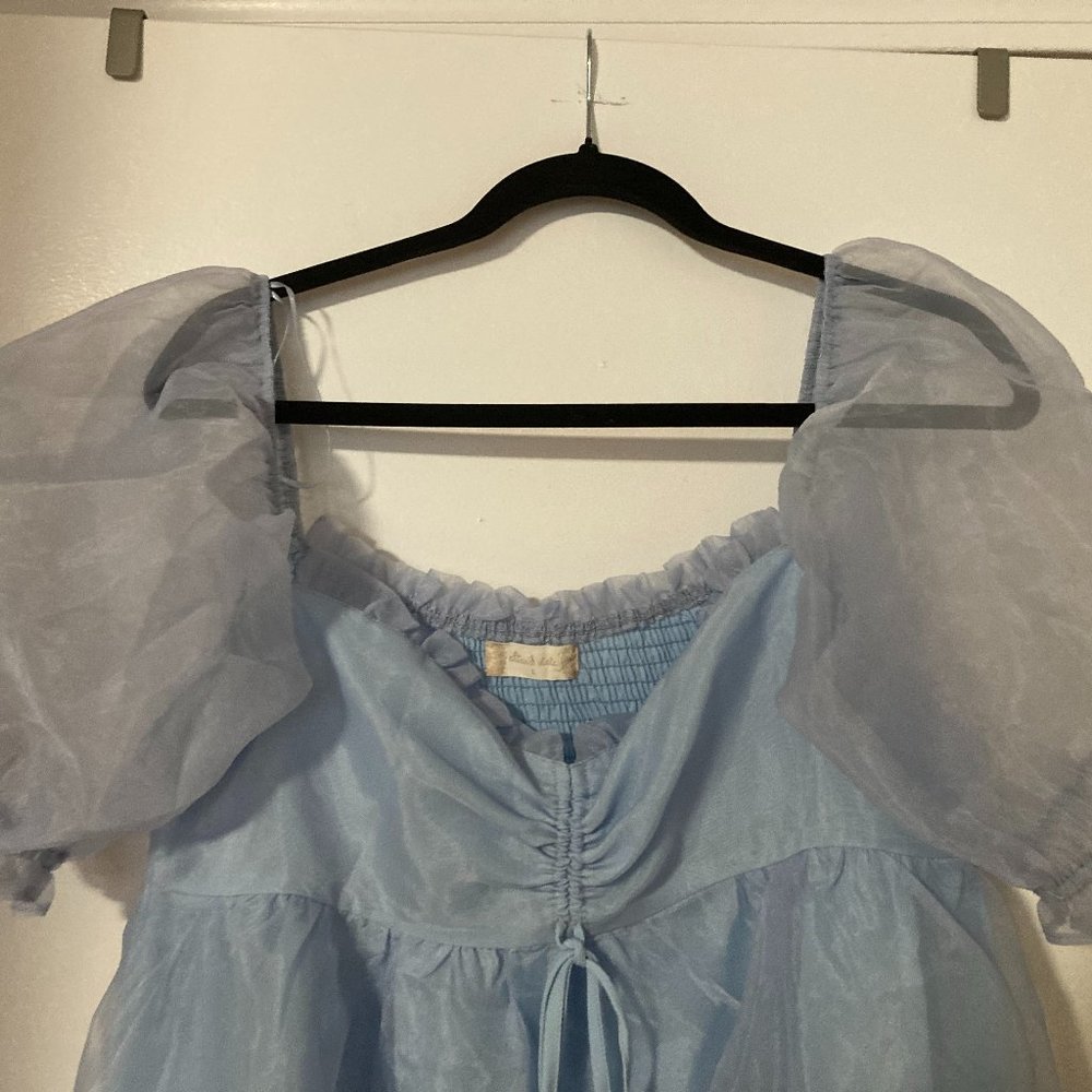 Cindarella puff-sleeve chiffon mini dress
